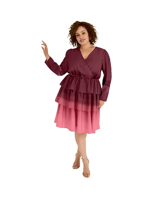 June + Vie Women's Three-Tiered Ombre Dress