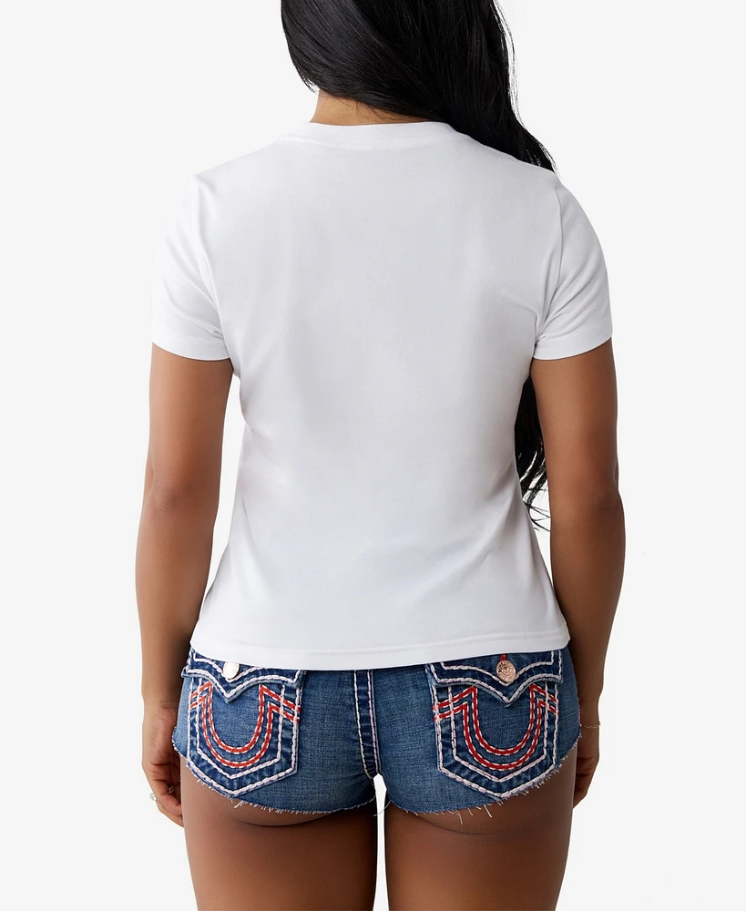 True Religion Women's Crystal Tr Crew Neck T-Shirt