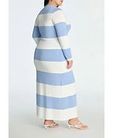 Eloquii Women's Long Striped Cardigan