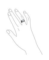 Bling Jewelry Stainless Steel Viking Scroll Ring with Emerald Cut Cubic Zirconia Two Tone Silver