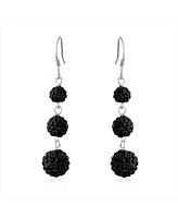 Bling Jewelry Multi Color Crystal Pave Disco Balls Dangle Earrings Sterling Silver