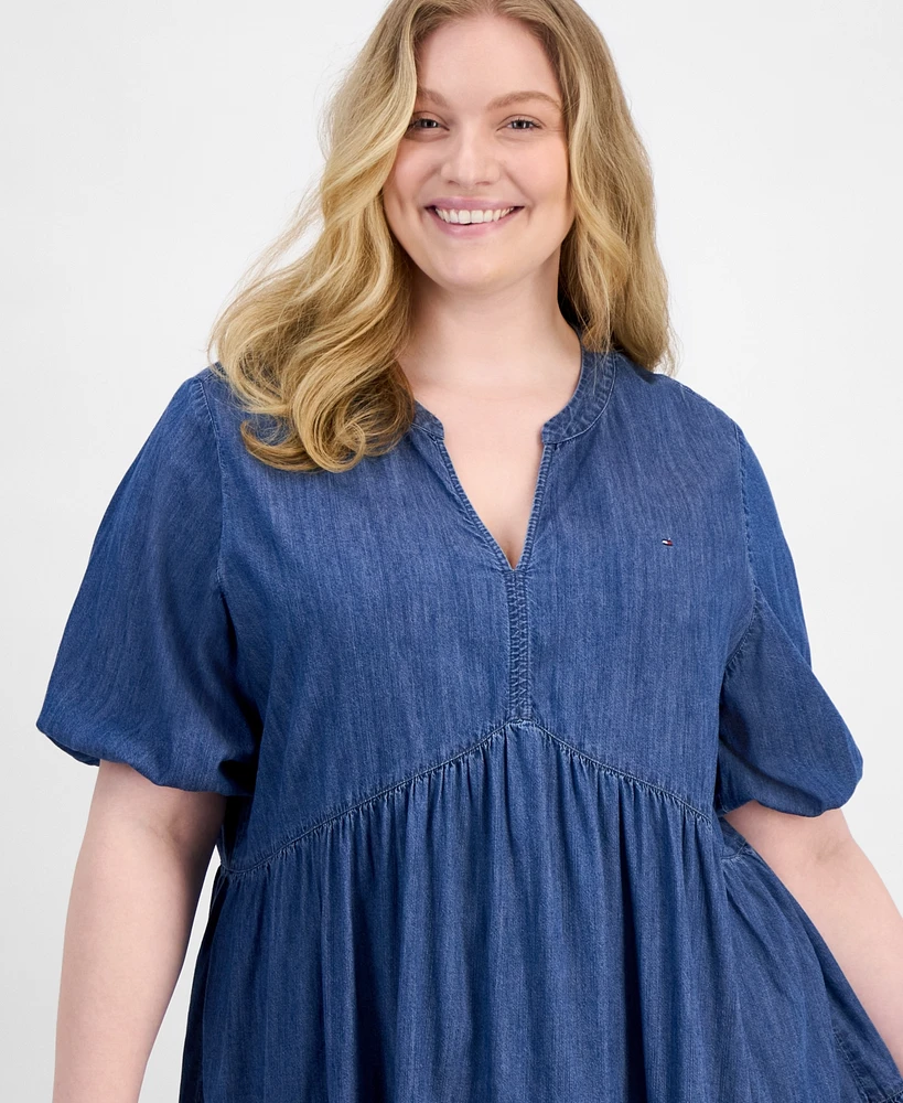 Tommy Hilfiger Plus Tiered Chambray Dress