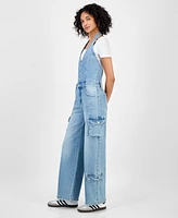 Bariii Women's Denim Halter Cargo-Pocket Jumpsuit