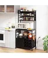 Bar Cabinet with Wine Bottle Holders and S-Hooks for Glassware Accessories