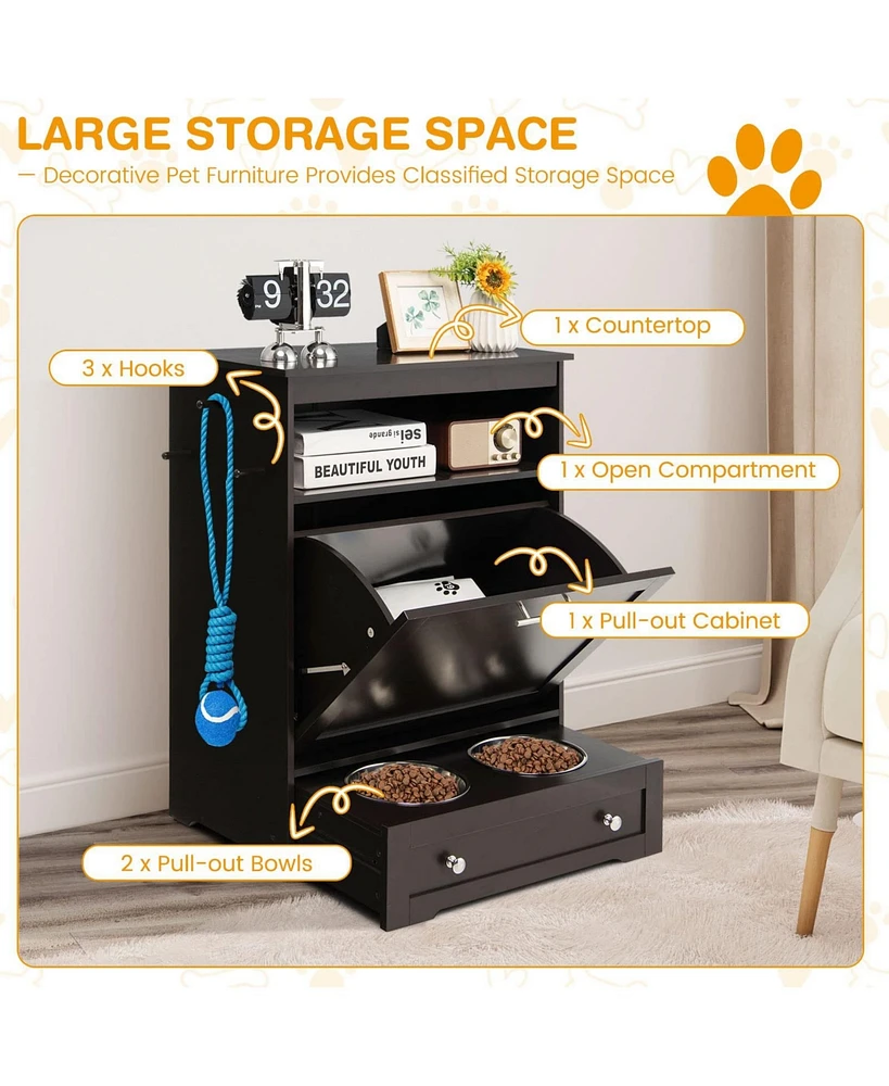 Pet Feeder Station with Stainless Steel Bowl