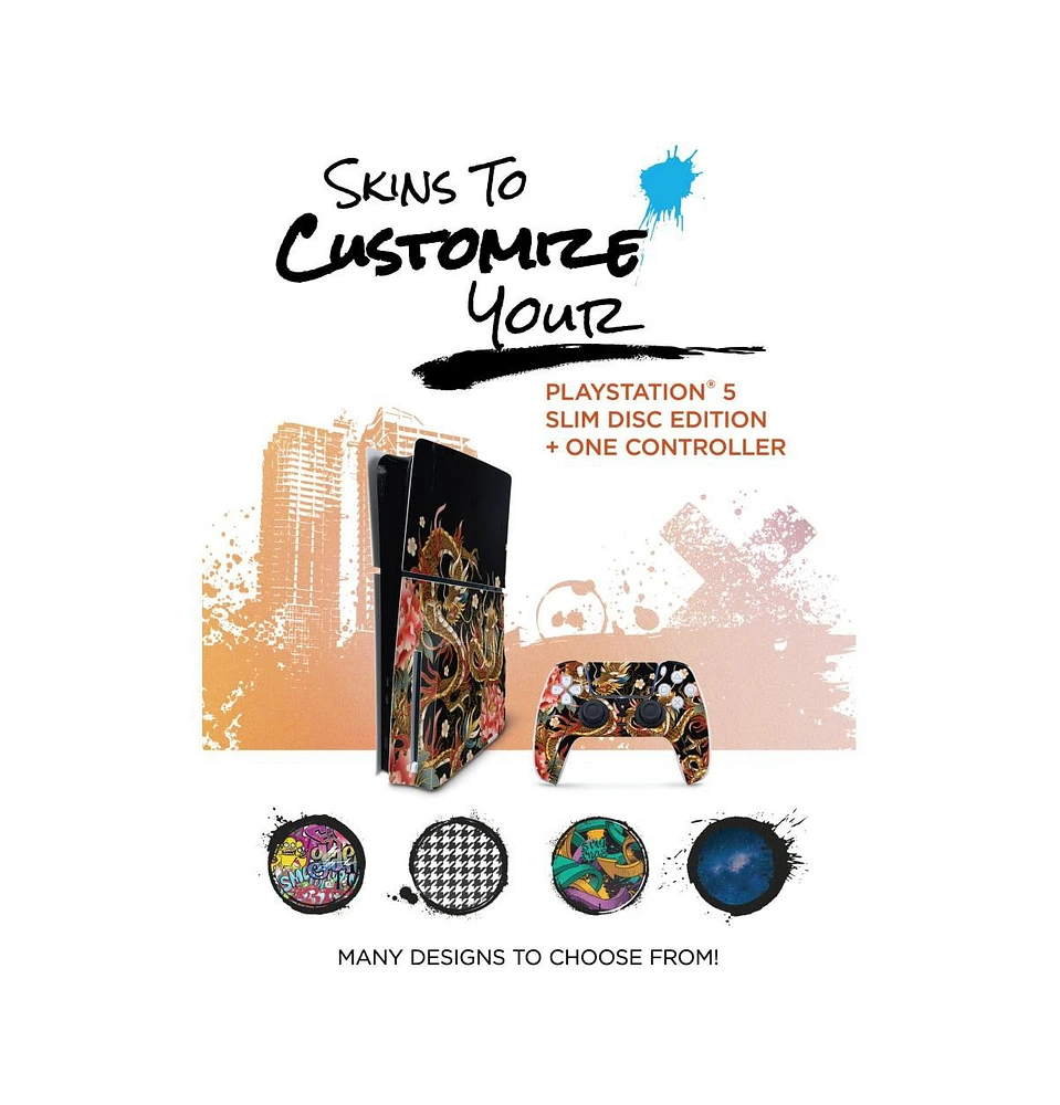 Sony Playstation 5 Slim Disc Bundle with White Pulse Headset, Extra Midnight Black Controller, Trigger Stop Kit, Dual Charge Dock and MightySkins Deca