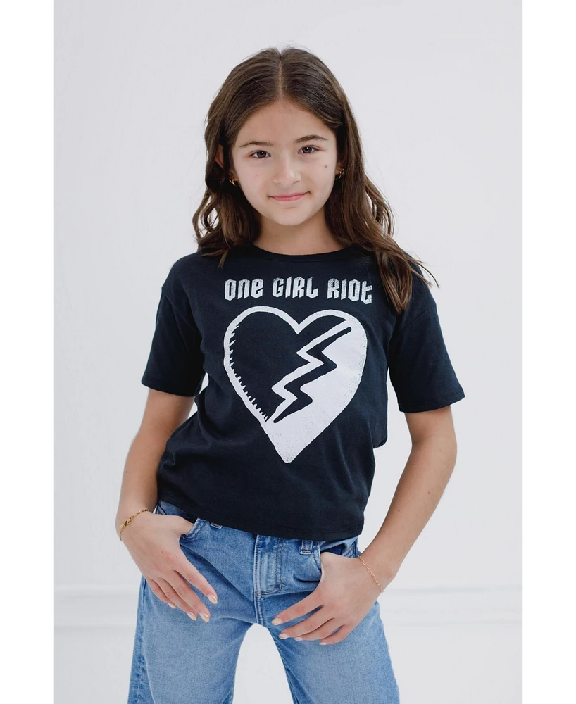 Descendants Big Girls Disney Slip V-neck Satin Dress and Drop Shoulder T-Shirt Outfit Set