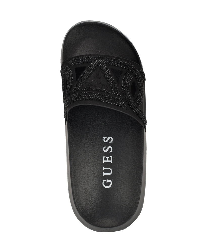 Guess Women's Payca Rhinestone Eva Pool Slide Sandals