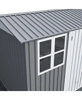 8x10 ft Outdoor Shed: Galvanized Steel with 6 Vents and Double Lockable Door