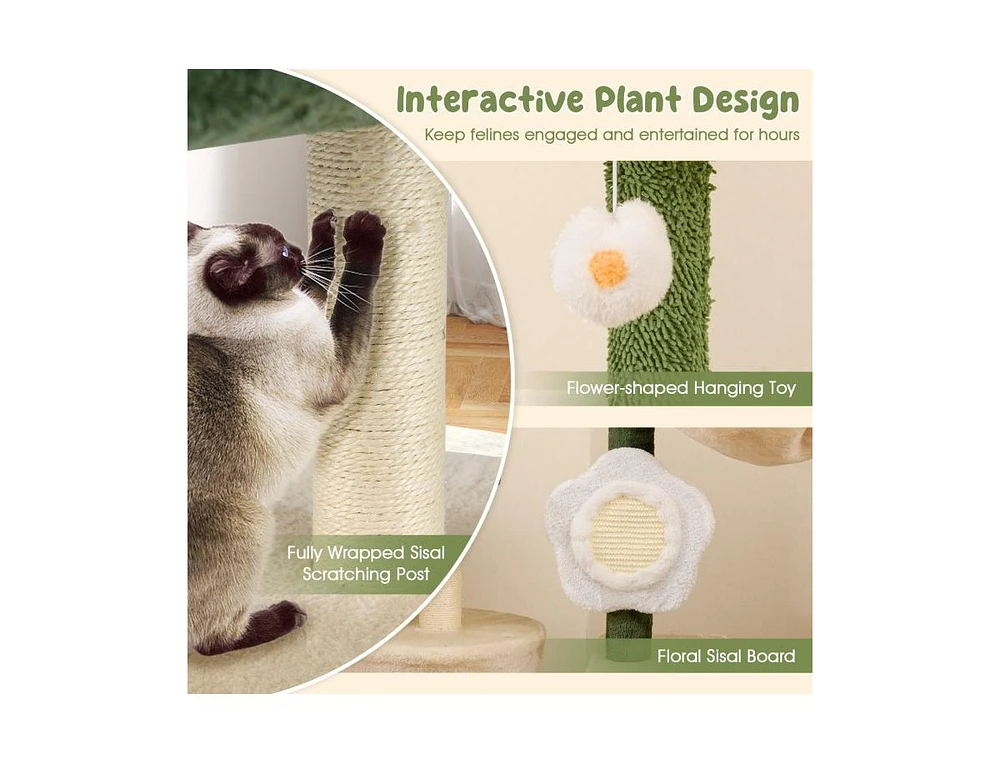 Modern Cat Tree with Plush Top Perch Stylish & Cozy Kitty Tower for Indoor Cats