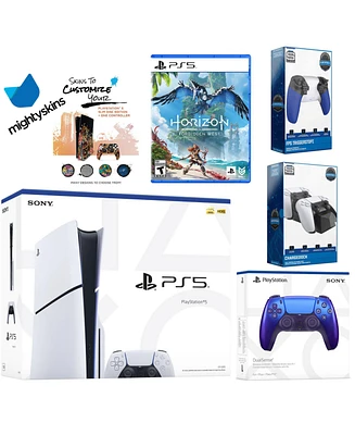 Sony Playstation 5 Slim Disc Bundle with Horizon Forbidden West, Extra Controller, Trigger Stop Kit