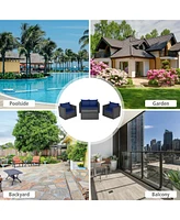 Gymax Set of Rattan Furniture Set Cushioned Sofa Chair Coffee Table Patio