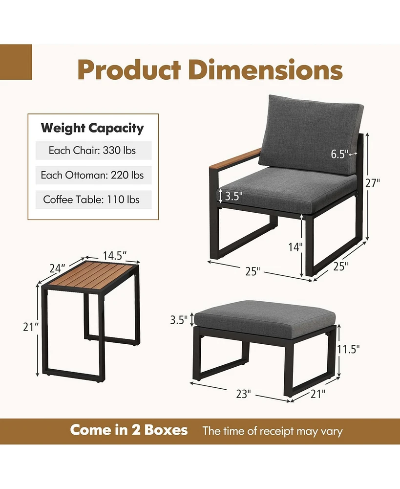 Gymax Set of 5 Furniture Set w/ Soft Cushions Space Saving Design Aluminum Frame