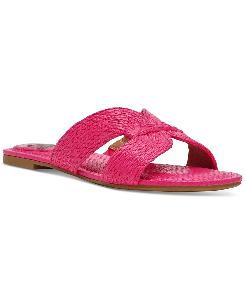 Dv Dolce Vita Women's Geeya Raffia Criss Cross Strap Flat Slide Sandals