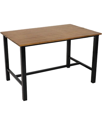 European Chestnut Patio Dining Table with Steel Frame - 47.25" W x 31.25" D x 29.75" H