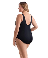 Longitude by Mimi Flamingo Brushpainter Twist Pull Sash Tank One Piece Swimsuit