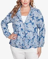 Ruby Rd. Plus Size Baroque Paisley Soft Button Collared Jacket