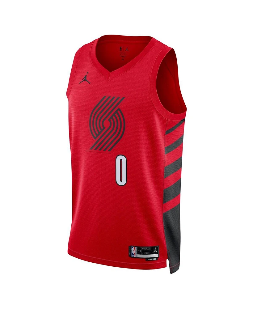 Men's Jordan Damian Lillard Red Portland Trail Blazers 2022/23 Statement Edition Swingman Jersey