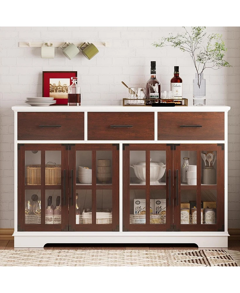Buffet Cabinet with Storage, 55" Large Sideboard Buffet Storage Cabinet