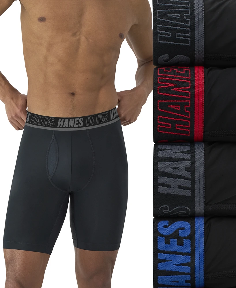 Hanes Men's 4pk. Ultimate Moves Support Long-Leg Boxer Brief Underwear