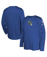 Nike Big Boys and Girls Royal Milwaukee Bucks 2024/25 City Edition Pregame Performance Long Sleeve Shooting T-Shirt