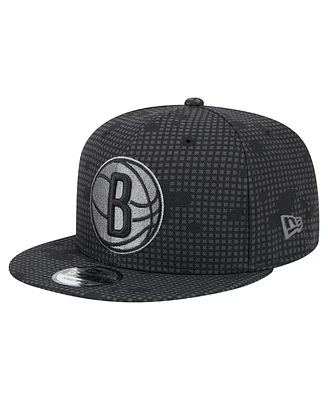 New Era Men's Black Brooklyn Nets Midnight Ink Pop Outline 9FIFTY Snapback Hat