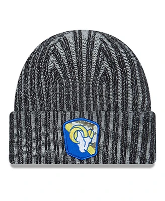 New Era Big Boys and Girls Black Los Angeles Rams 2023 Salute To Service Cuffed Knit Hat