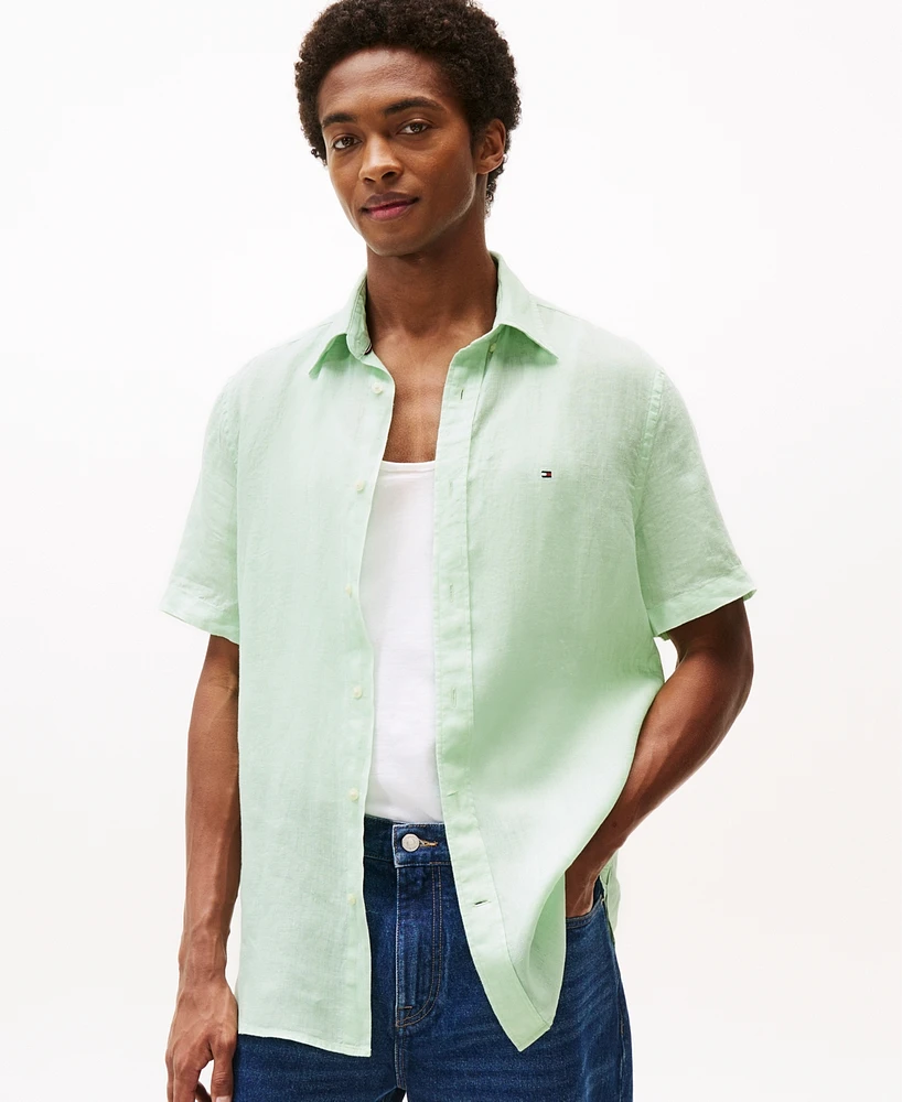 Tommy Hilfiger Men's Regular-Fit Linen Short-Sleeve Shirt