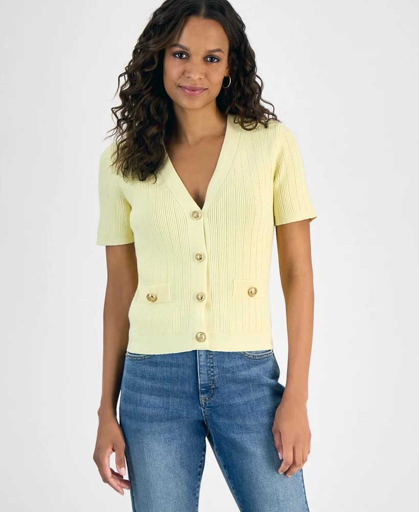 I.n.c. International Concepts Petite Short-Sleeve Knit Cardigan, Exclusively at Macy's