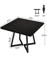 Tribesigns Square Dining Table Set of 6, 31.5" Industrial Dinner Table with Metal Base, Wood Kitchen Table for 10 People, Brown Bar Table for Res