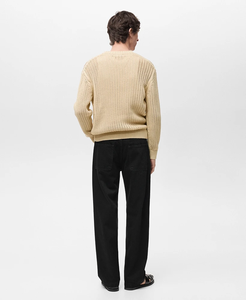 Mango Men's Cotton Openwork Knit Sweater