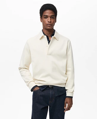 Mango Men's Regular-Fit Cotton Polo Sweatshirt