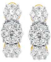 Forever Grown Diamonds Lab Diamond Triple Cluster Statement Earrings (2 ct. t.w.) Sterling Silver or 14k Gold-Plated