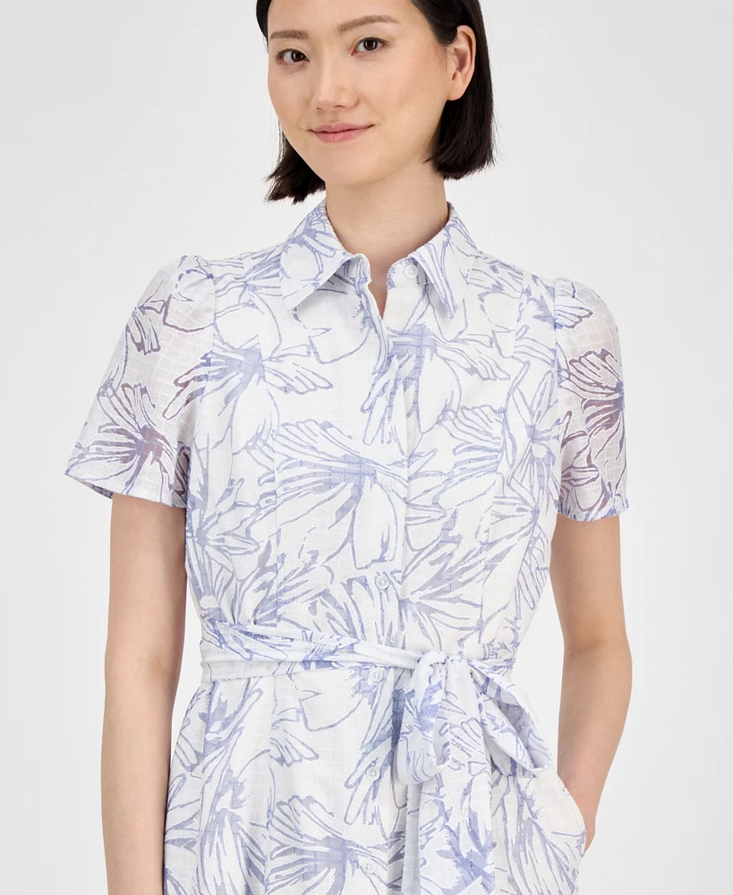 Anne Klein Women's Short-Sleeve Tie-Waist Shirtdress