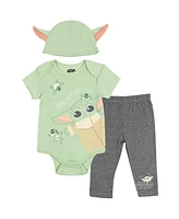 The Mandalorian Baby Boys Star Wars Yoda Bodysuits Sleep N' Play Pants Hat and Bibs 8 Piece Outfit Set
