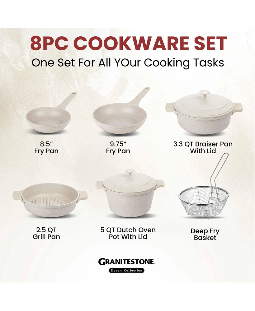 8-Piece Nesting Ceramic Coating Nonstick Cookware Set with Silicone Handle Covers