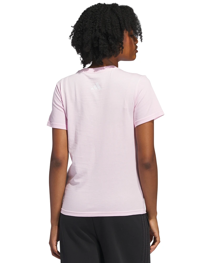adidas Women's Cotton Multi-Color Logo Crewneck T-Shirt