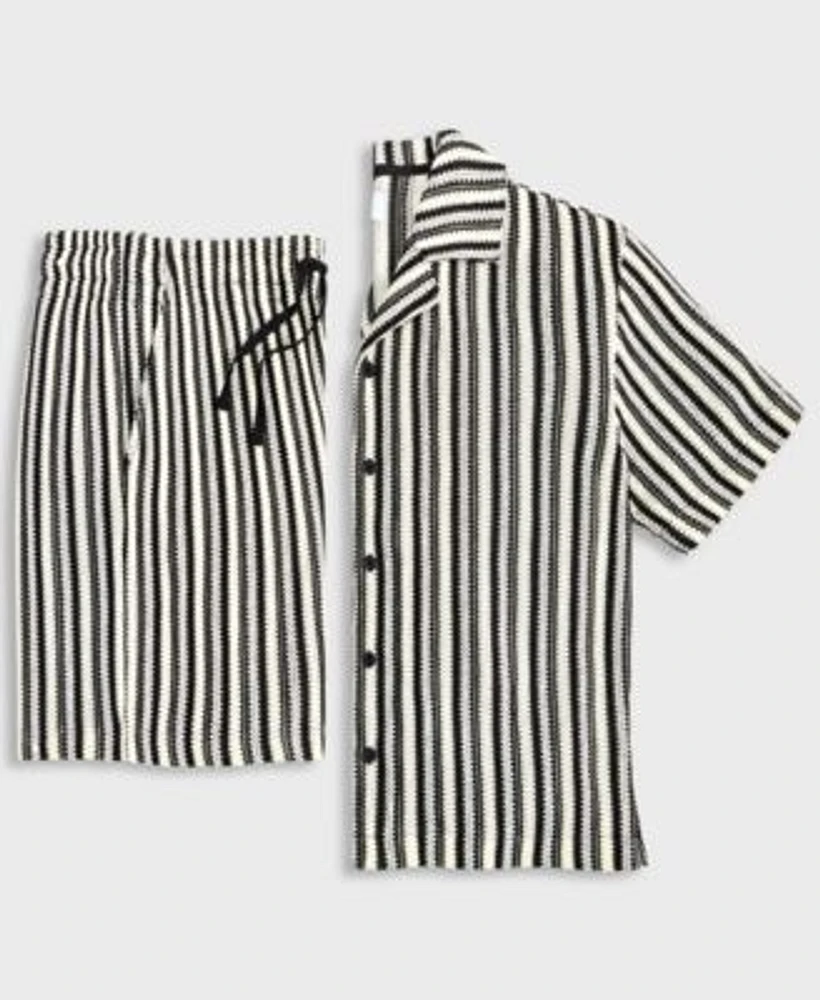 Mode Of One Mens Relaxed Fit Vertical Stripe Button Up Shirt Shorts Exclusively At Macys