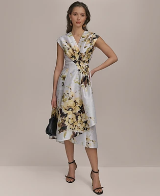 Donna Karan New York Women's Floral-Print Faux-Wrap Dress