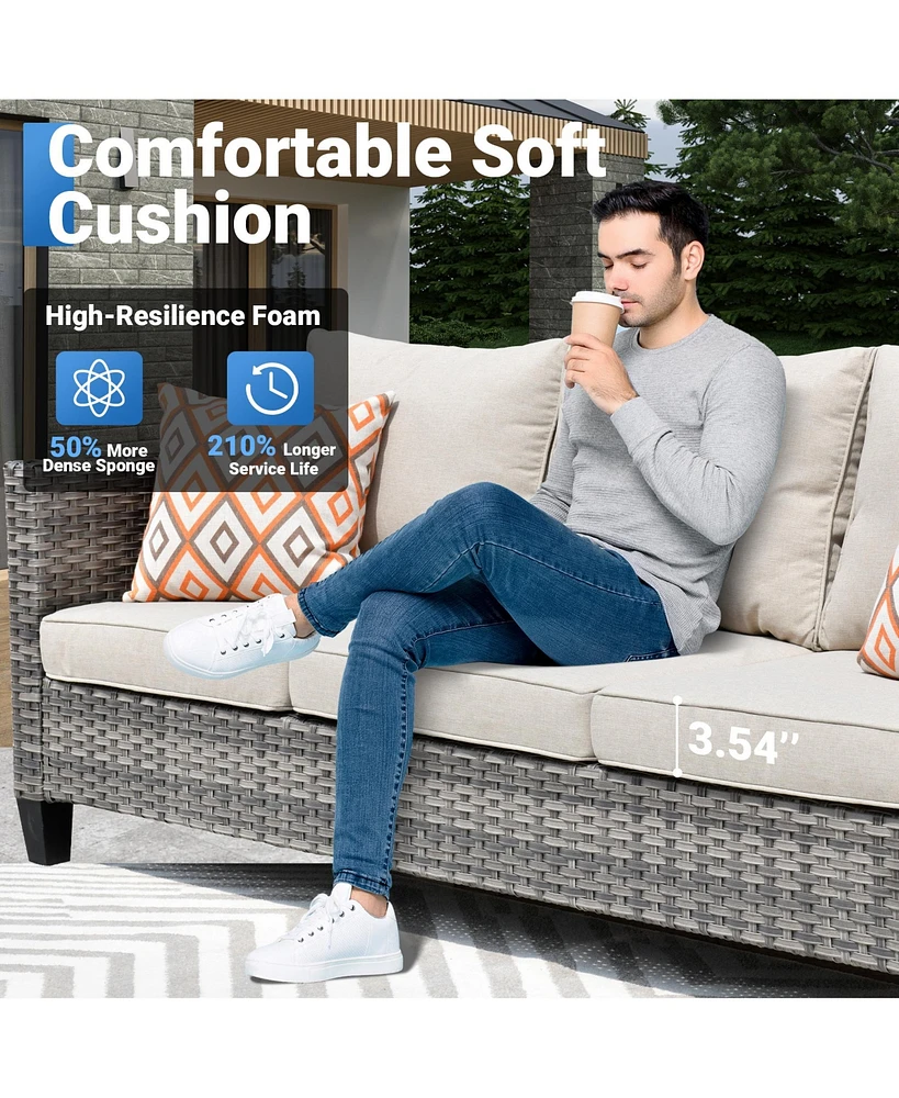 Xizzi Patio Furniture Set 7 Piece High Back Sofa Outdoor Conversation Sets All Weather Wicker Rattan Sectional Couch and Chairs Garden Backya