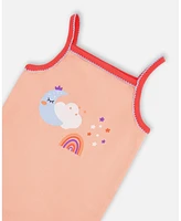 Deux par Deux Baby Girls Cotton Tank Top And Shorts Pajama Set Rainbow On Light Coral