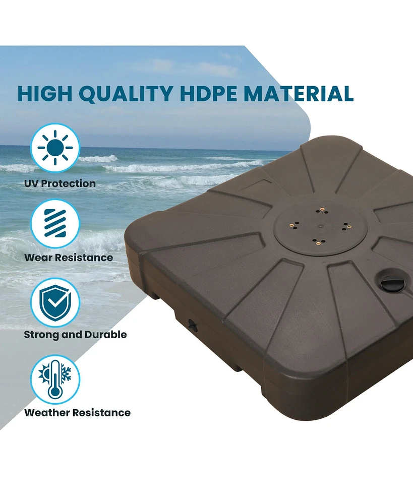 308 lbs Square Patio Umbrella Base Hdpe Cantilever Umbrella Base Water & Sand Filled Weighted Base Heavy Duty Outdoor Umbrella Base Stand
