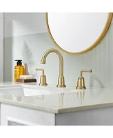 2-Handle Bathroom Sink Faucet with Drain Assembly lavatory Faucet with Pop Up Drain and cUPC Faucet Supply Hoses, Brushed Gold