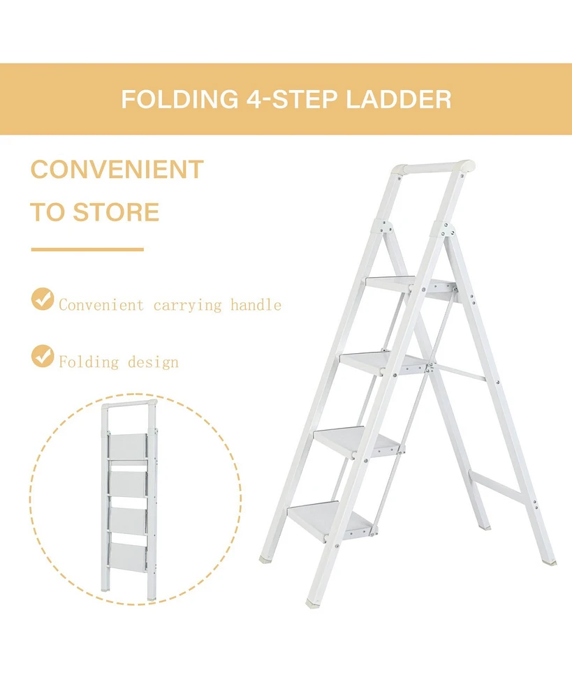 3 Step Ladder, 3 Step Stool Folding Step Stool with Handrails, Gorilla Ladders 500LBS Capacity Sturdy& Portable Ladder for Home Kitchen Library Office