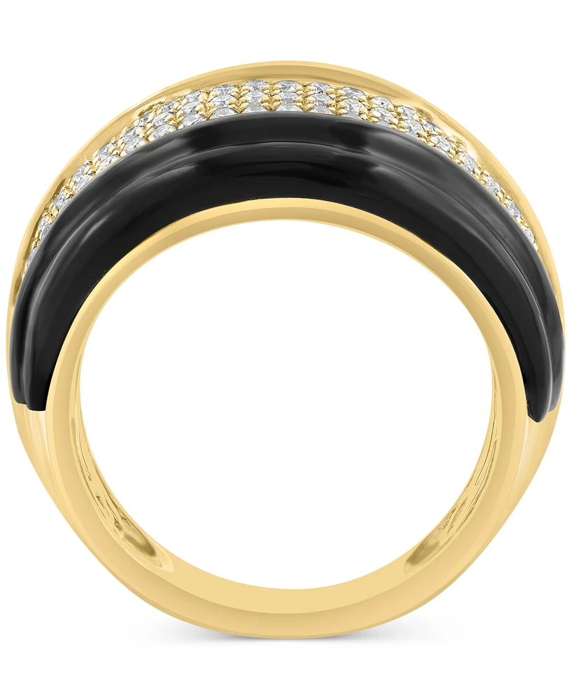 Effy Onyx & Diamond (5/8 ct. t.w.) Statement Ring in 14k Gold-Plated Silver