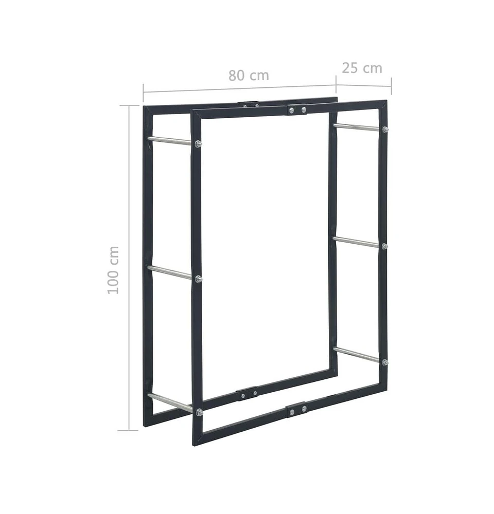 Firewood Rack Black 31.5"x9.8"x39.4" Steel