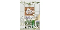 13" x 15" Etched Farmhouse Floral Flowers Easter Rabbit Bunny Wood Hanging Wall Art