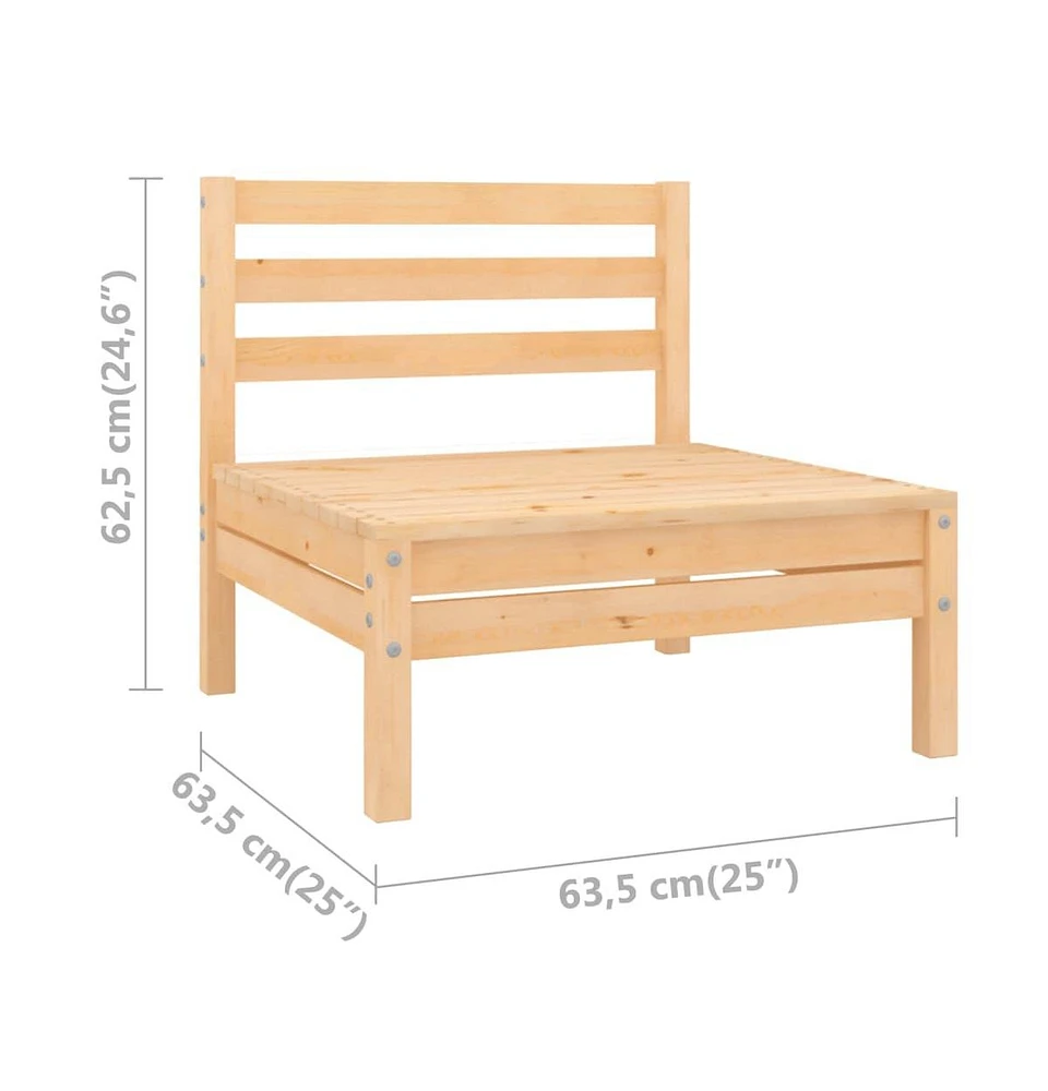 Patio Middle Sofas 2 pcs Solid Wood Pine