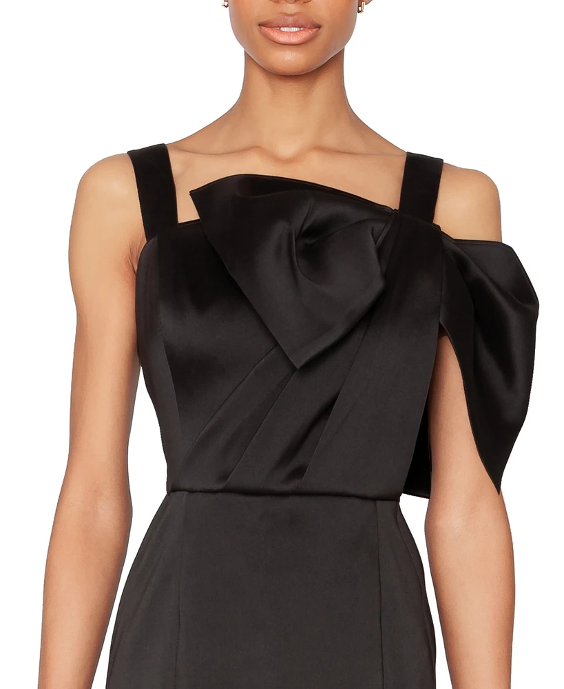 White Tie by Shani Women's Bow-Trim Satin Midi Dress