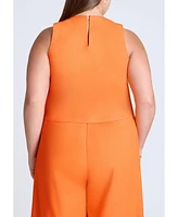 Eloquii Women's Linen-Blend Boxy Scoop Neck Crop Tank